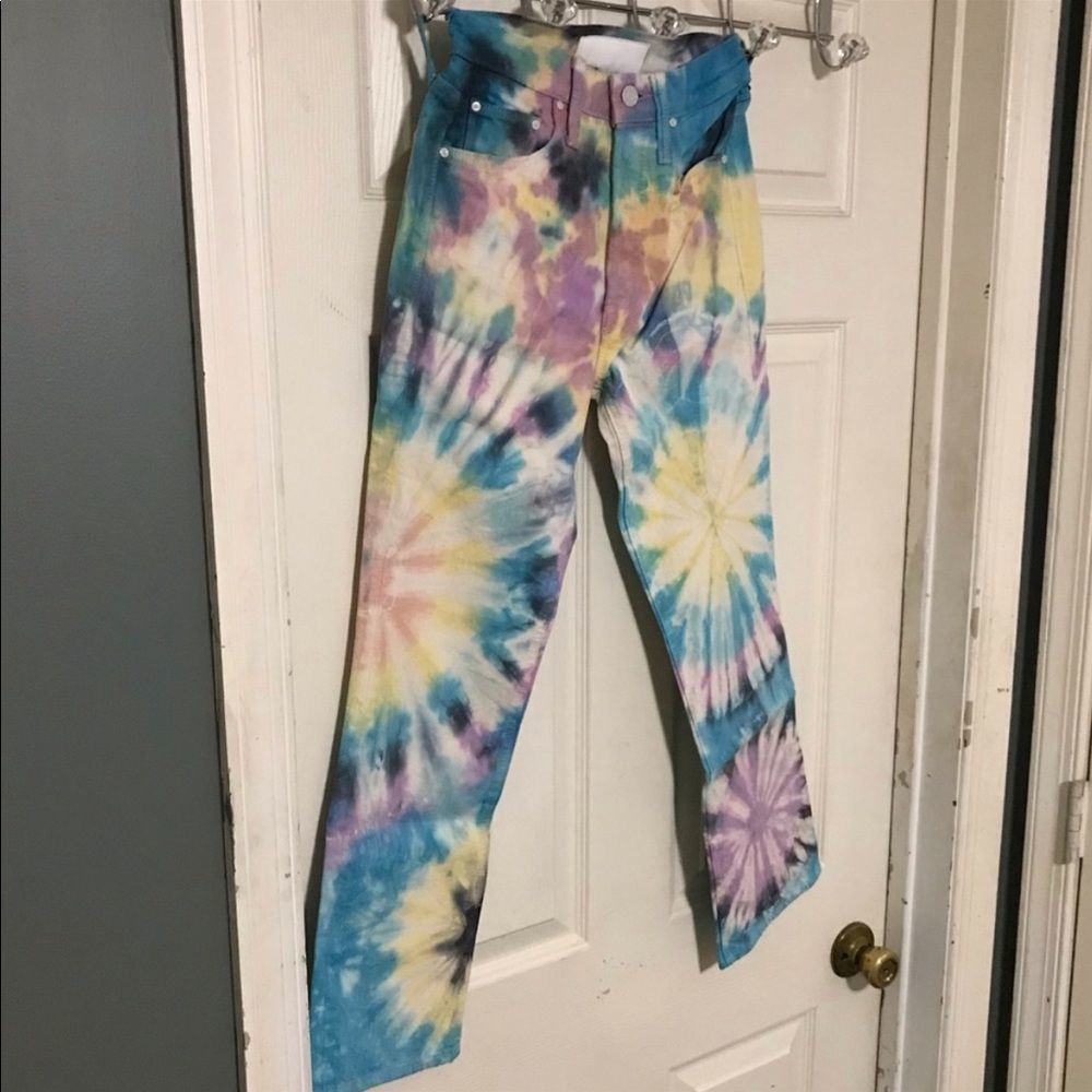NWT $238 MOTHER | the Tripper | Swirling Secrets | Pastel Tie Dye Jeans - Picture 3 of 11